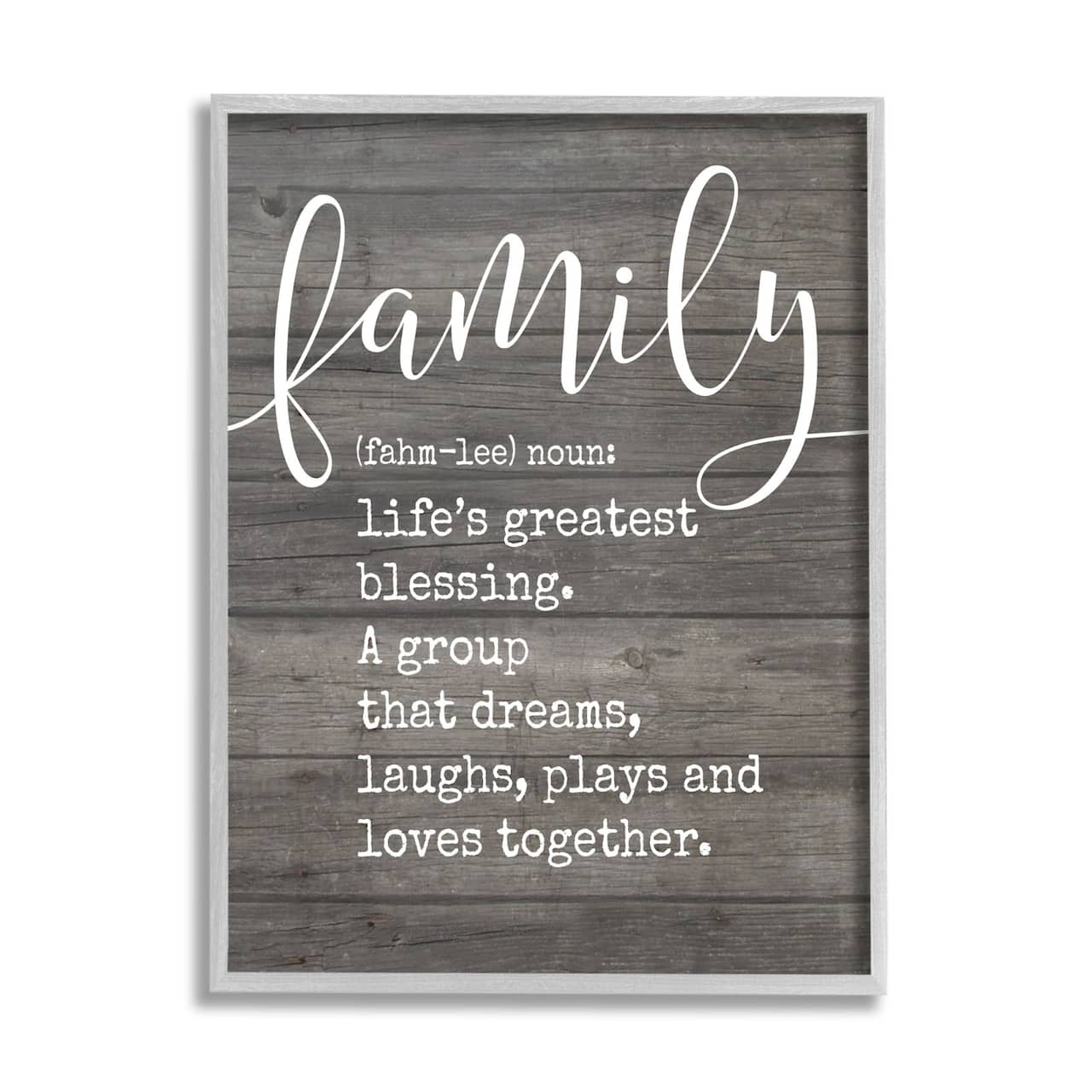 Stupell Industries Family Definition Planked Framed Wall Art